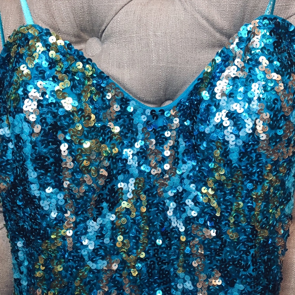 Blue short strapless dress - Picture 2 of 5